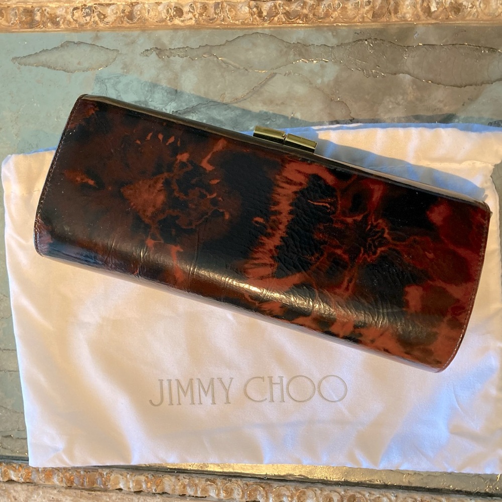 JIMMY CHOO Celeste Patent Leather Evening Clutch